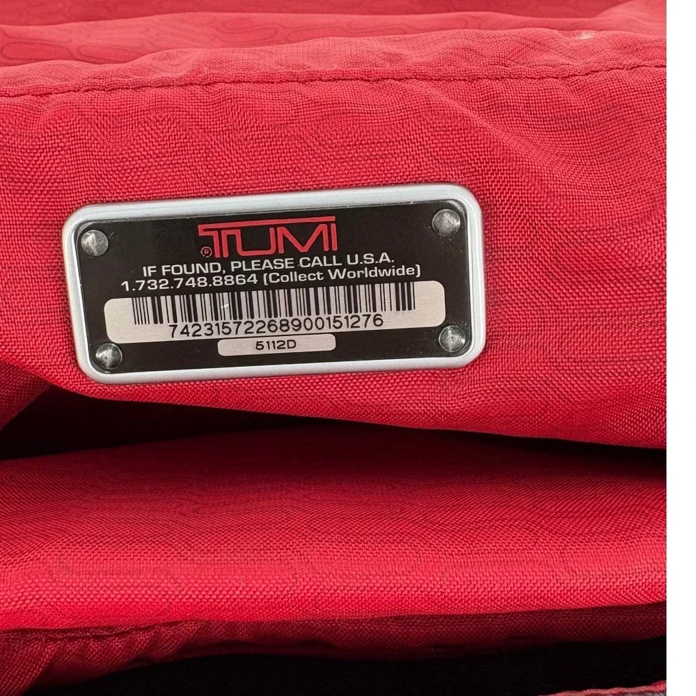 Tumi Messenger Bag Unisex Large Black 5112D Ballistic Nylon Red Lining Techwear